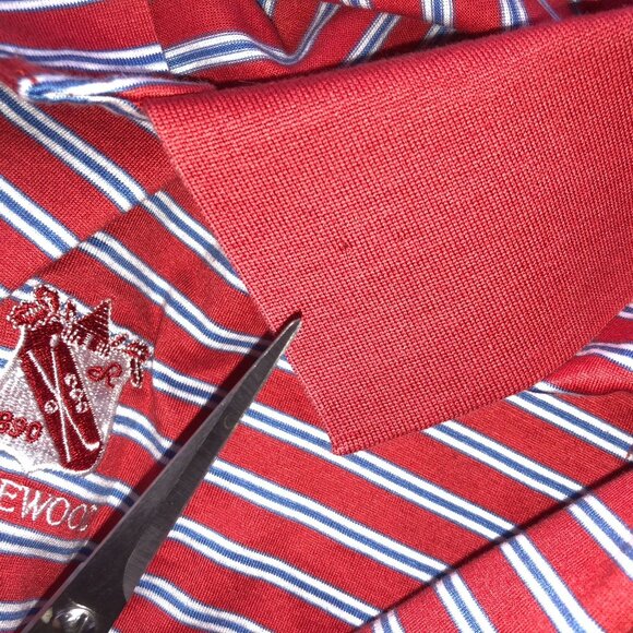 Peter Millar Mens Polo Shirt Medium Striped Top Red Ridgewood 100% Cotton Casual - Picture 4 of 12